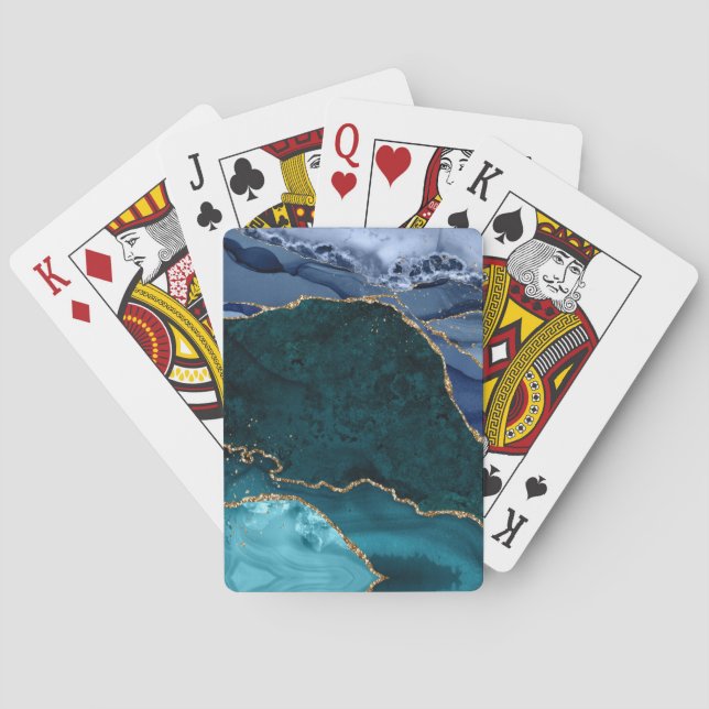 Lux Peacock Agate & Gold Poker Cards (Back)