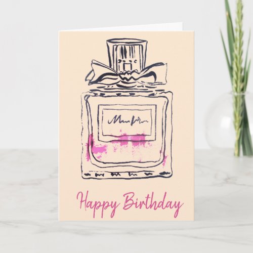 Lux Perfume bottle fashion watercolour birthday Card