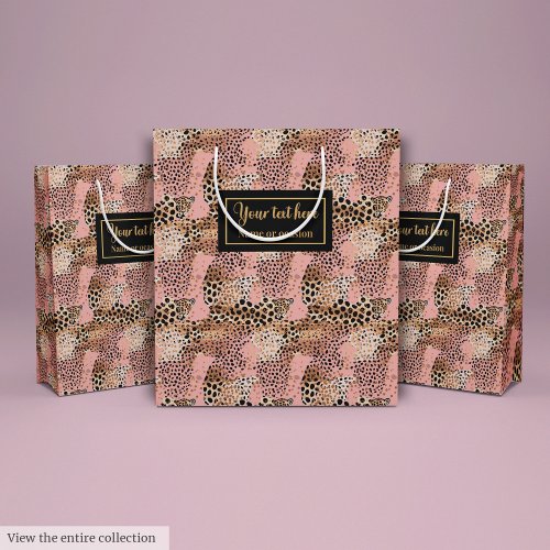 Lux pink and gold leopard skin birthday gift bag