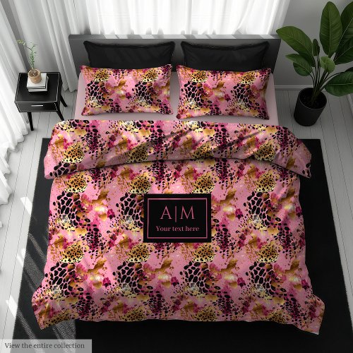 Lux pink and gold leopard skin sweet sixteen duvet