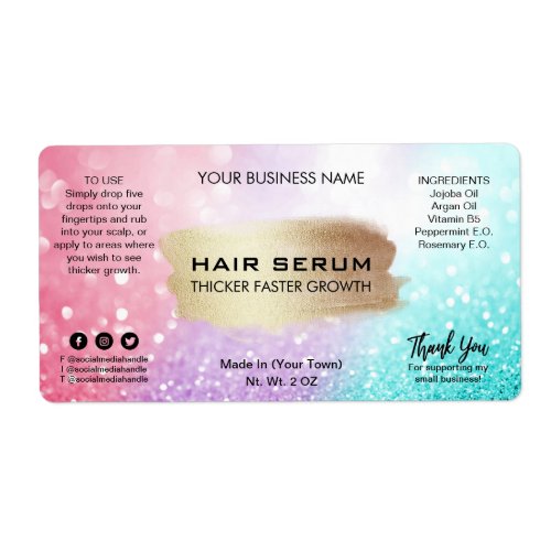 Lux Shimmer Cotton Candy Hair Serum Labels