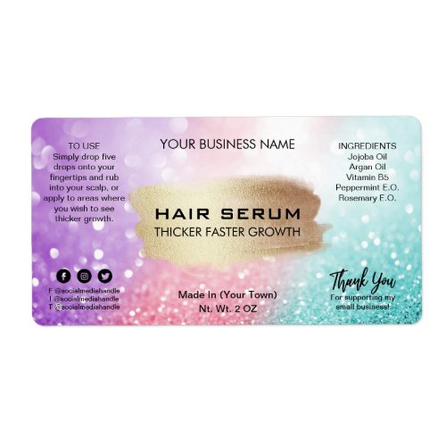 Lux Shimmer Pink Purple Blue Hair Serum Labels