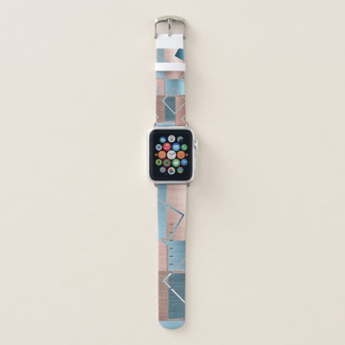 Luxe Abstract  Blush Rose Gold and Teal Geometric Apple Watch Band