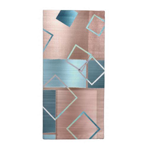 Luxe Abstract  Blush Rose Gold and Teal Geometric Cloth Napkin