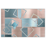 Luxe Abstract | Blush Rose Gold and Teal Geometric Fabric