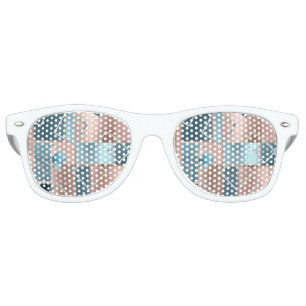 Luxe Abstract   Blush Rose Gold and Teal Geometric Retro Sunglasses