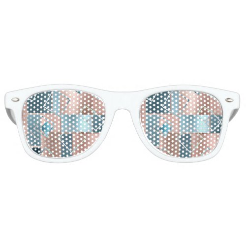 Luxe Abstract  Blush Rose Gold and Teal Geometric Retro Sunglasses