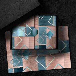 Luxe Abstract Blush Rose Gold and Teal Geometric Tissue Paper