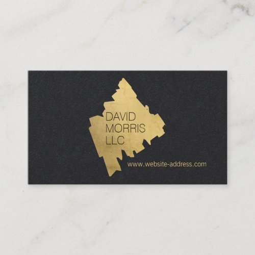 Luxe Abstract Gold Brushstroke Logo on Black Paper Business Card