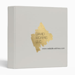 Luxe Abstract Gold Brushstroke Logo on Tan 3 Ring Binder