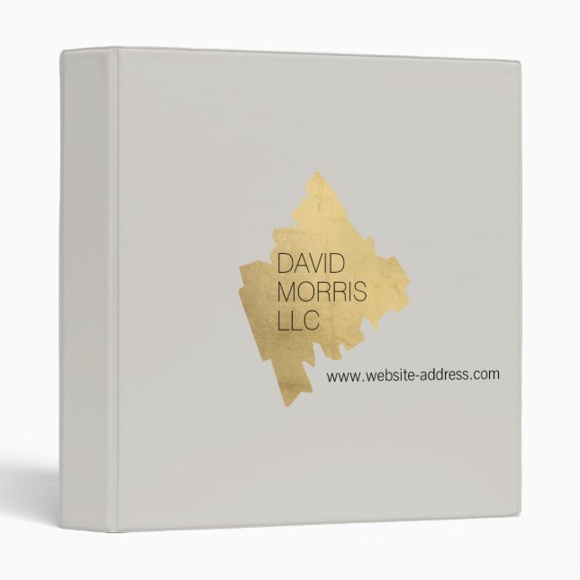 Luxe Abstract Gold Brushstroke Logo on Tan 3 Ring Binder (Front/Spine)