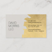 Luxe Abstract Gold Brushstroke Logo on Tan Business Card (Back)