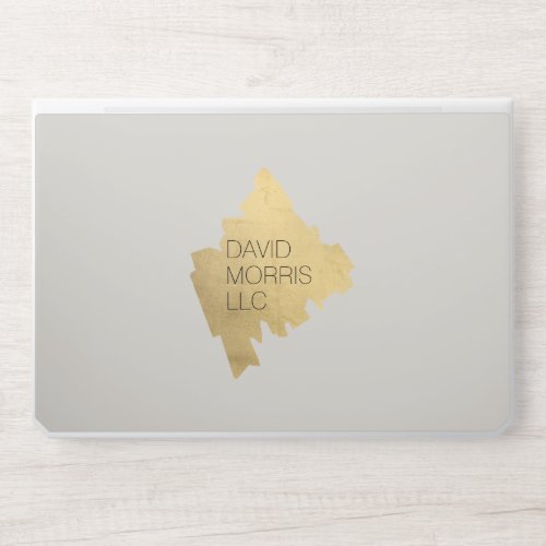 Luxe Abstract Gold Brushstroke Logo on Tan HP Laptop Skin