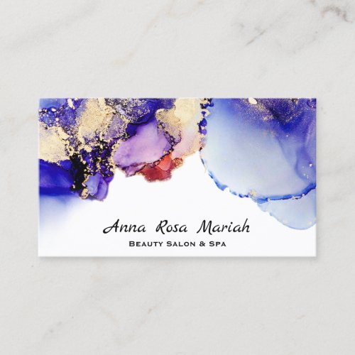   Luxe Abstract Lavender Gold Gilded Blue Bold Business Card