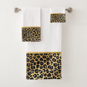 LUXE ANIMAL PRINT WHITE BATHROOM TOWEL SET