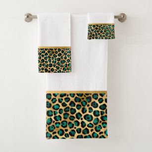 Mydeas, Black & White Green Rectangles Bath Towel Set