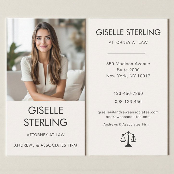 Luxe Attorney At Law Neutral Professional Photo Business Card