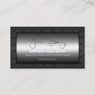 Luxe Auto on Brushed Steel effect, Sportscar logo Business Card