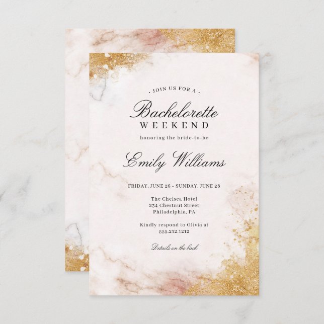 Luxe Bachelorette Weekend Itinerary Invitation (Front/Back)