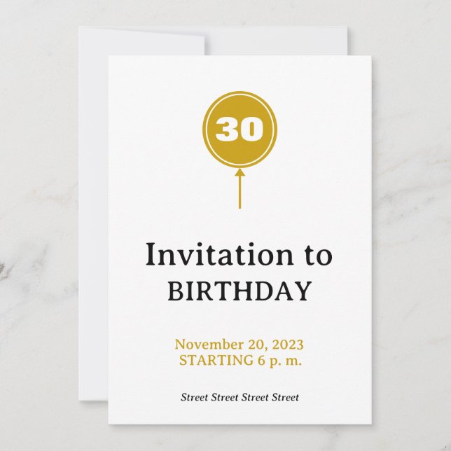 Luxe Balloon Birthday Invite (Front)