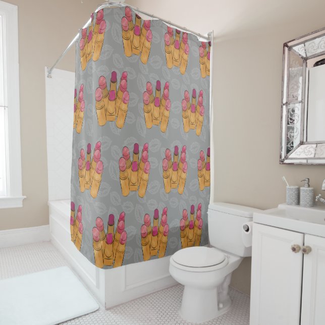 Luxe Beauty Lipstick Kiss Shower Curtain (In Situ)