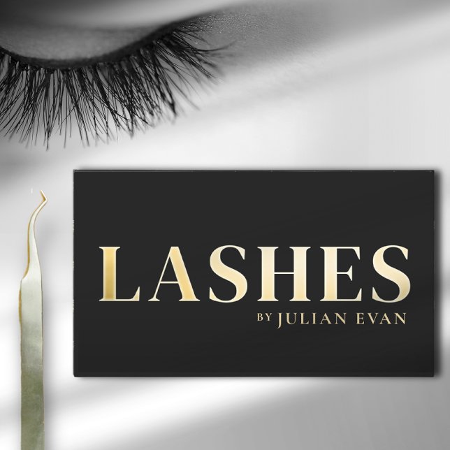 Luxe Black and Gold Lash Technician Business Card (Creator Uploaded)