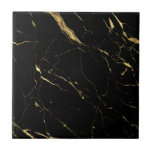 Luxe Black and Gold Marble Ceramic Tile<br><div class="desc">A luxe modern motif of marble in high-contrast black and faux gold creates interest and intrigue on this ceramic tile. Art and design © 1201AM Design Studio | www.1201am.com</div>