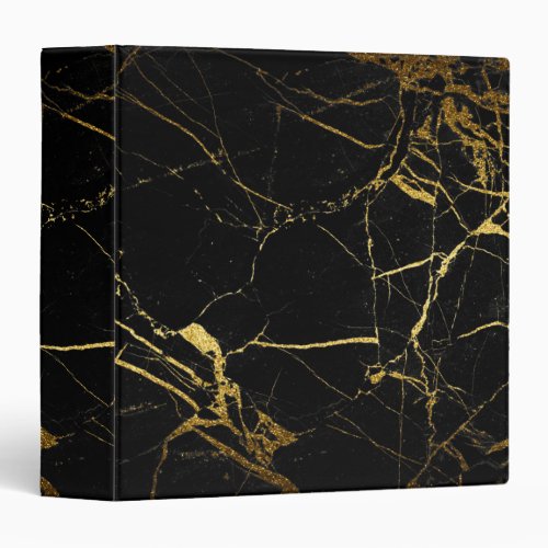 Luxe Black and Gold Marble Texture 3 Ring Binder
