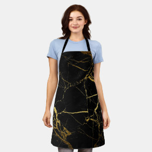 Luxe Black and Gold Marble Texture Apron