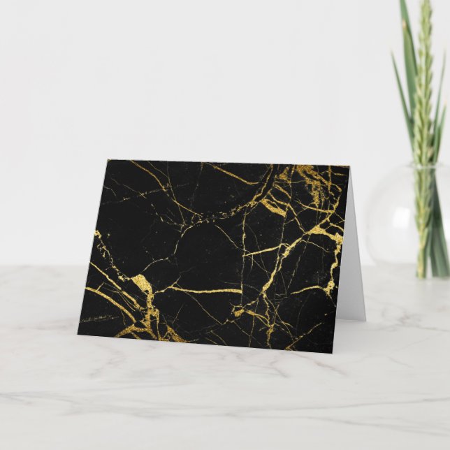 Luxe Black and Gold Marble Texture Card (Front)