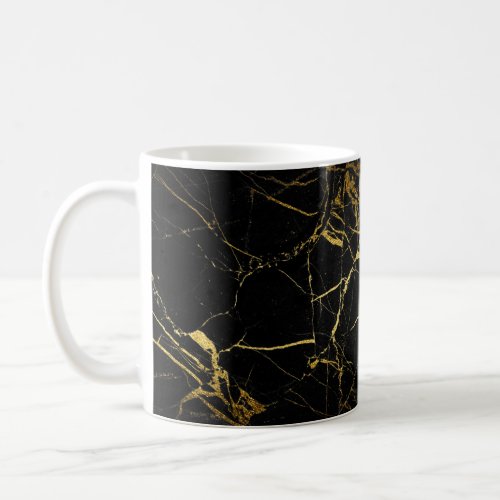 Luxe Black and Gold Marble Texture Coffee Mug