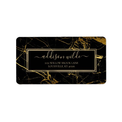 Luxe Black and Gold Marble Texture                 Label