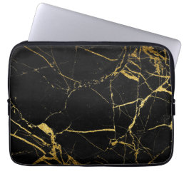 Luxe Black and Gold Marble Texture Laptop Sleeve