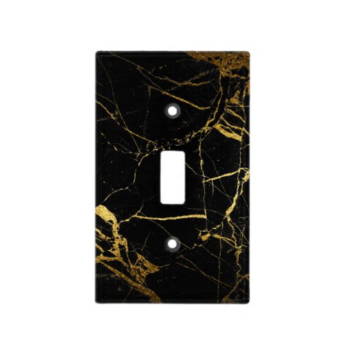 Luxe Black and Gold Marble Texture Light Switch Cover
