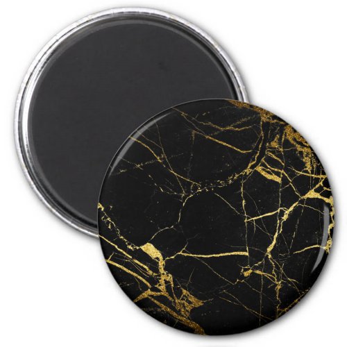 Luxe Black and Gold Marble Texture Magnet