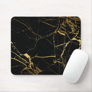 Luxe Black and Gold Marble Texture Mouse Pad