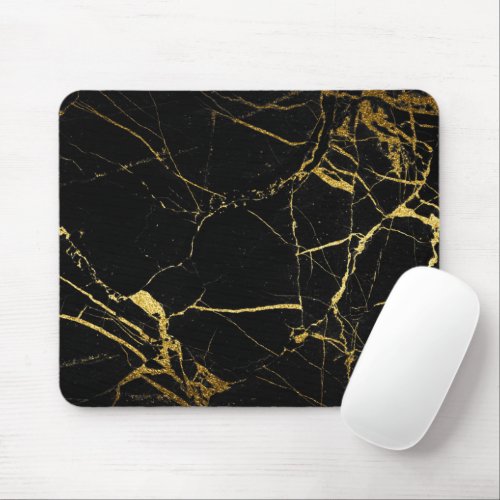 Luxe Black and Gold Marble Texture Mouse Pad