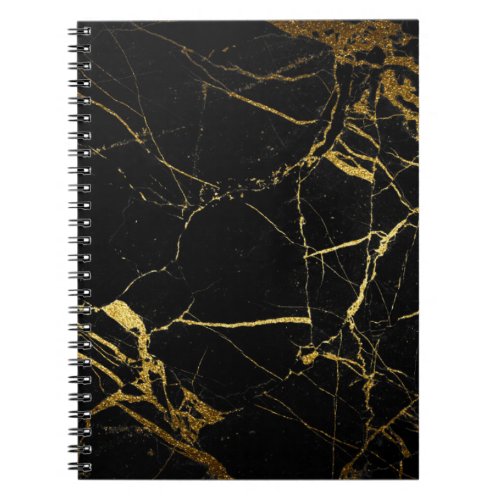 Luxe Black and Gold Marble Texture Notebook