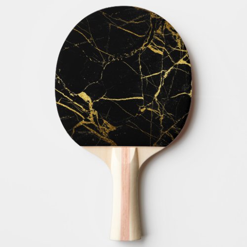 Luxe Black and Gold Marble Texture Ping Pong Paddle