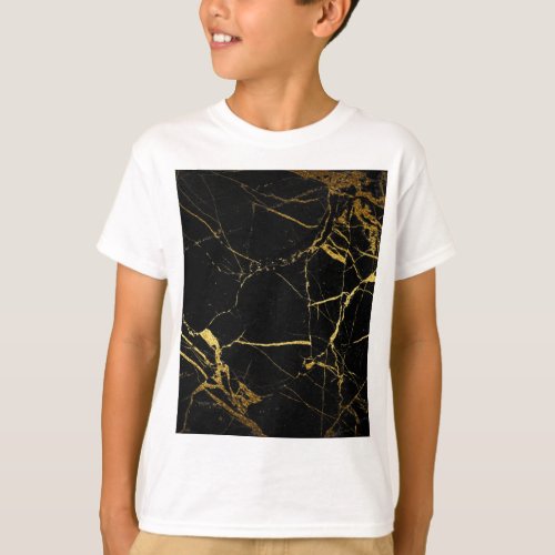 Luxe Black and Gold Marble Texture T_Shirt