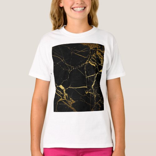 Luxe Black and Gold Marble Texture T_Shirt