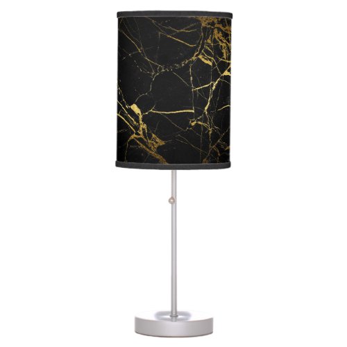 Luxe Black and Gold Marble Texture Table Lamp