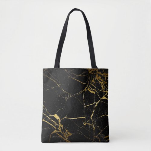 Luxe Black and Gold Marble Texture Tote Bag