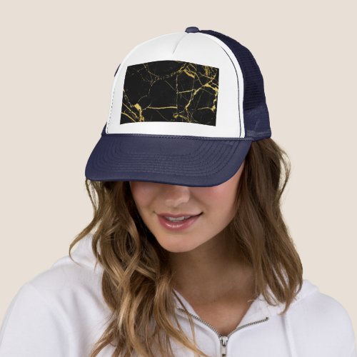 Luxe Black and Gold Marble Texture Trucker Hat