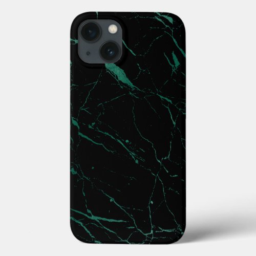 Luxe Black and Green Marble iPhone 13 Case