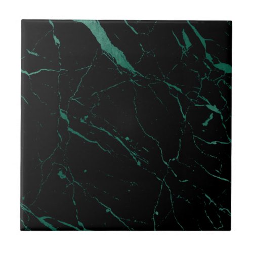 Luxe Black and Green Marble Ceramic Tile