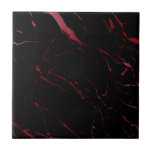 Luxe Black and Red Marble Ceramic Tile<br><div class="desc">A luxe modern motif of marble in unexpected black and deep red creates interest and intrigue on this ceramic tile. Art and design © 1201AM Design Studio | www.1201am.com</div>