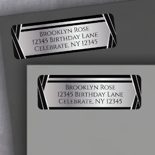 Luxe Black and Silver Modern Event Address Label