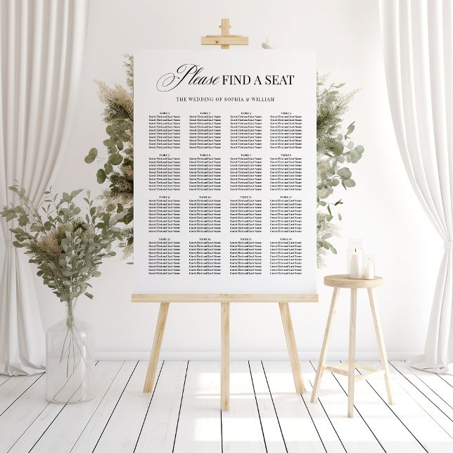 Luxe Black and White | Wedding Seating Chart Foam Board (Creator Uploaded)