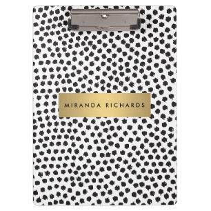 Luxe Black Confetti Dots II with Gold Bar Clipboard
